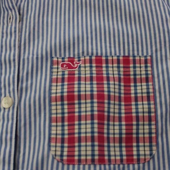 Vineyard Vines Long Sleeve Button Down Shirt Stripe Plaid Pocket 16 - Picture 2 of 6